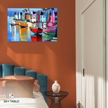 Renkli Liman Kanvas Tablo Modern Duvar Tablosu Ev Dekoru Ev Hediyesi