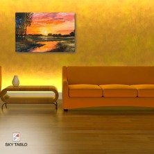 Göl Kenarında Günbatımı Kanvas Tablo Modern Duvar Tablosu Ev Dekoru Ev Hediyesi
