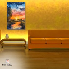 Göl Kenarında Günbatımı Kanvas Tablo Modern Duvar Tablosu Ev Dekoru Ev Hediyesi