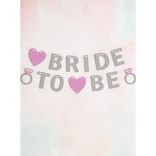 Bride To Be Kalpli Gümüş Pembe Yazı Banner 