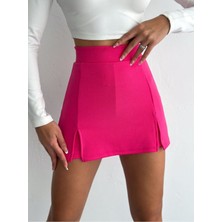 Çift Yırtmaçlı Jakarlı Şort Etek