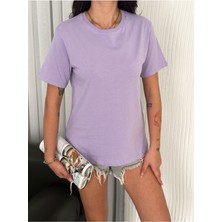 Oversize Bisiklet Yaka Basıc Sade T-Shirt