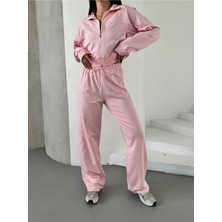 Biyeli Fermuarlı Geniş Paça 2 Iplik Kuamş Eşofman Takım