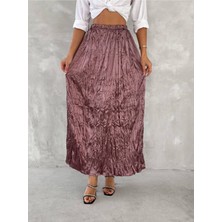 Pileli Krışık Saten Etek