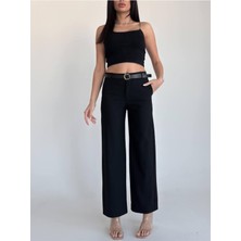 Kemerli Siyah Pantalon
