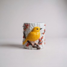 Dekoratif Kuş Desenli Çiçeklik- Kalemlik