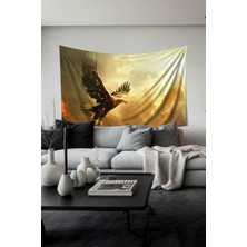 Altın Kartal Desenli Duvar Halısı Duvar Örtüsü Tapestry Süet Dokulu Kumaş
