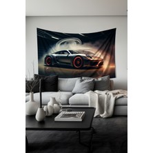 Hızlı ve Havalı Araba Desenli Duvar Halısı Duvar Örtüsü Tapestry Süet Dokulu Kumaş