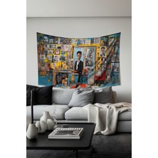 Sanatçı Atölyesi Desenli Duvar Halısı Duvar Örtüsü Tapestry Süet Dokulu Kumaş