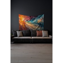 Kozmik Renkler Desenli Duvar Halısı Duvar Örtüsü Tapestry Süet Dokulu Kumaş