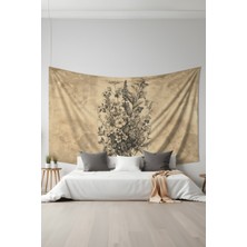 Vintage Çiçek Demeti Desenli Duvar Halısı Duvar Örtüsü Tapestry Süet Dokulu Kumaş