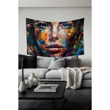 Fırça Darbesi Kadın Desenli Duvar Halısı Duvar Örtüsü Tapestry Süet Dokulu Kumaş