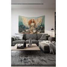 Melek Bahçesi Desenli Duvar Halısı Duvar Örtüsü Tapestry Süet Dokulu Kumaş