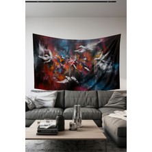Kuşların Dansı Desenli Duvar Halısı Duvar Örtüsü Tapestry Süet Dokulu Kumaş