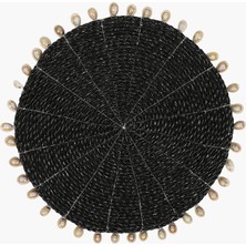 Örgülü Deniz Kabuklu Siyah Yuvarlak Amerikan Servis