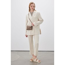 Manuka Düz Kesim Kadın Kumaş Pantolon Bej %88 Polyester %12 Elastan Standart Bel Özellikli Model