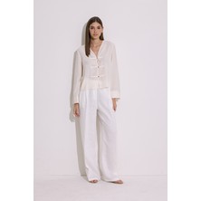 Modal Geniş Kollu Bluz Ekru