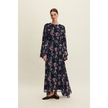 Şifon Volanlı Elbise Floral