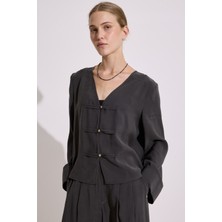 Modal Geniş Kollu Bluz Antrasit