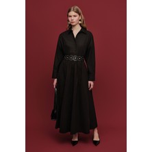 Manuka Katy Gabardin Büzgülü Etek Siyah