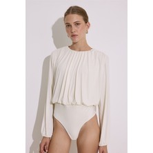 Dökümlü Balon Form Bluz Inci