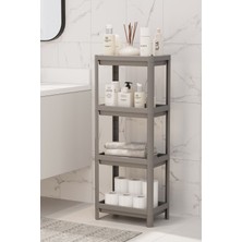 Mithra Life 4 Katlı Hazneli Plastik Gri Banyo Mutfak Balkon Düzenleyici Rafı MIT1193