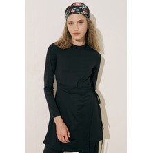 Anvelop Etekli Mayo Elbise Siyah