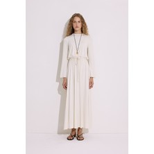 Dökümlü Uzun Kol Elbise Inci