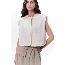 Cep Detaylı Kısa Yelek Taş