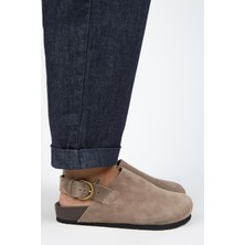 Manijero Antonella Kadın Deri Hakiki Deri Arkadan Kemerli Sabo Vizon Sandalet