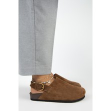 Manijero Antonella Kadın Deri Hakiki Deri Arkadan Kemerli Sabo Taba Sandalet