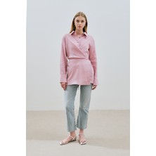 Keten Bağlama Detaylı Gömlek Pembe