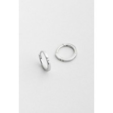 Luna Işıltısı 18 Ayar Beyaz Altın Kaplama Gümüş Halka Küpe