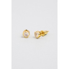 Romantik Aşk 18 Ayar Sarı Altın Kaplama Gümüş Kalp Küpe