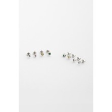 Renkli Aşk 18 Ayar Beyaz Altın Kaplama Gümüş Çoklu Küpe