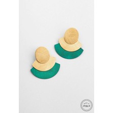 Yeşil Petra Güneşi 18 Ayar Sarı Altın Kaplama Gümüş Tasarım Küpe