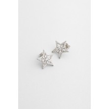 Liora 18 Ayar Beyaz Altın Kaplama Gümüş Küpe