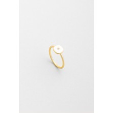 Vintage 18 Ayar Sarı Altın Kaplama Gümüş Minimal Yüzük