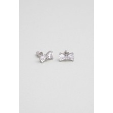 Işıltılı Fiyonk 18 Ayar Beyaz Altın Kaplama Gümüş Küpe