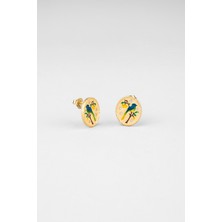 Serenat Kuşu 18 Ayar Sarı Altın Kaplama Gümüş Küpe