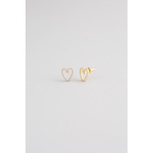 Büyülü Kalp 18 Ayar Sarı Altın Kaplama Gümüş Kalp Küpe