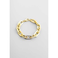 Chloe 18 Ayar Sarı Altın Kaplama 18 cm Gümüş Zincir Bileklik