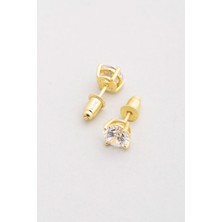 Tektaş 6 mm 18 Ayar Sarı Altın Kaplama Gümüş Küpe