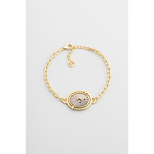 Büyülü Gece 18 Ayar Sarı Altın Kaplama 19 cm Gümüş Zincir Bileklik