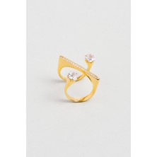 Flora 18 Ayar Sarı Altın Kaplama Gümüş Minimal Yüzük