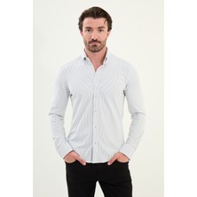Çizgili Slim Fit Pamuk Erkek Gömlek