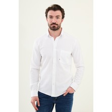 Gofreli Beyaz Slim Fit Pamuk Erkek Gömlek