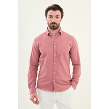 Gofreli Pembe Slim Fit Pamuk Erkek Gömlek
