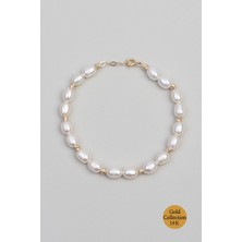 So CHIC Doğal İnci İhtişamı 20 Cm 14 Ayar Sarı Altın Bileklik