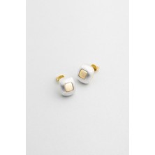 Lunara 18 Ayar Sarı ve Beyaz Altın Kaplama Gümüş Küpe